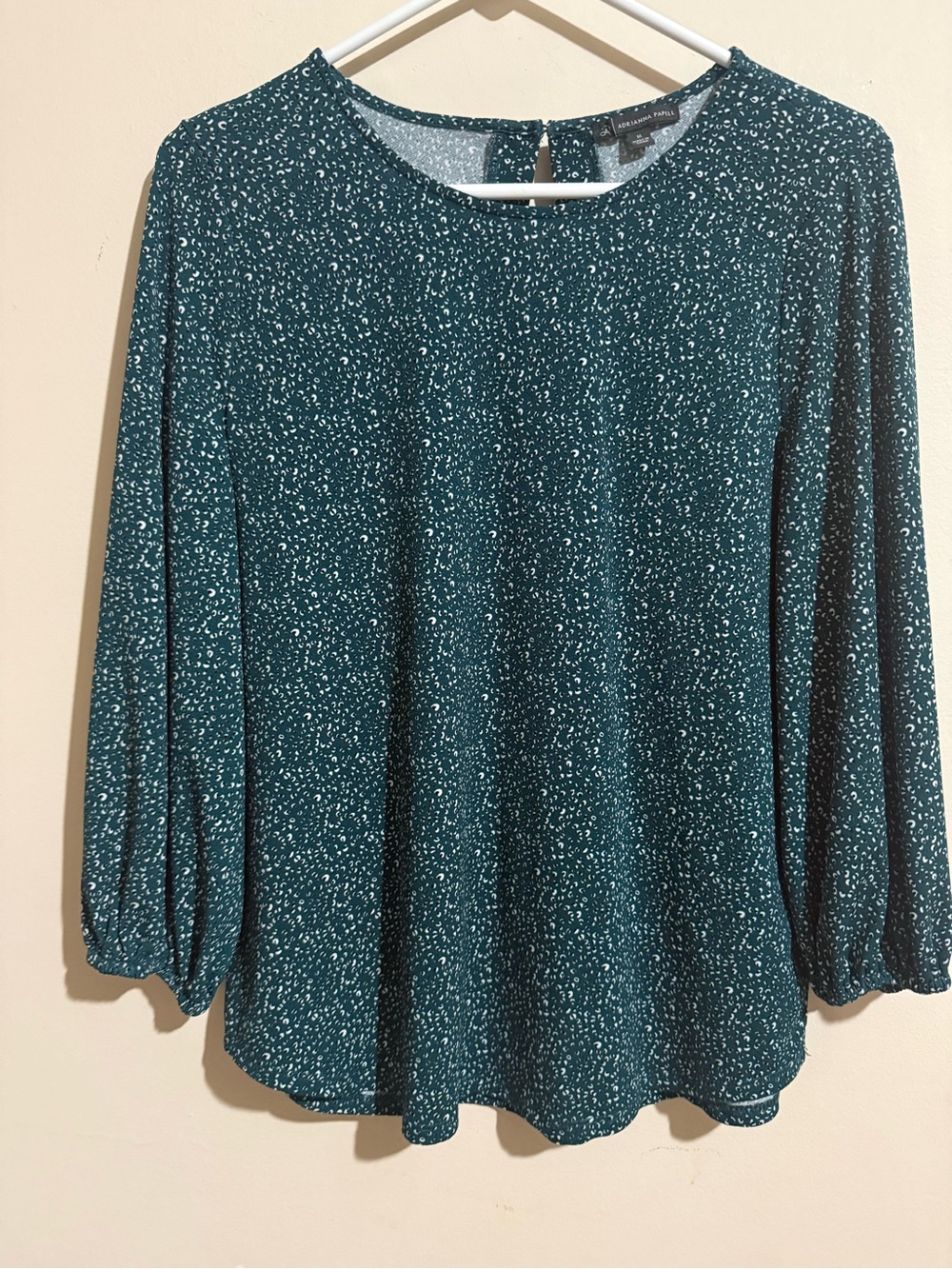 Adrianna Papell Teal Speckled Long-Sleeve Blouse
